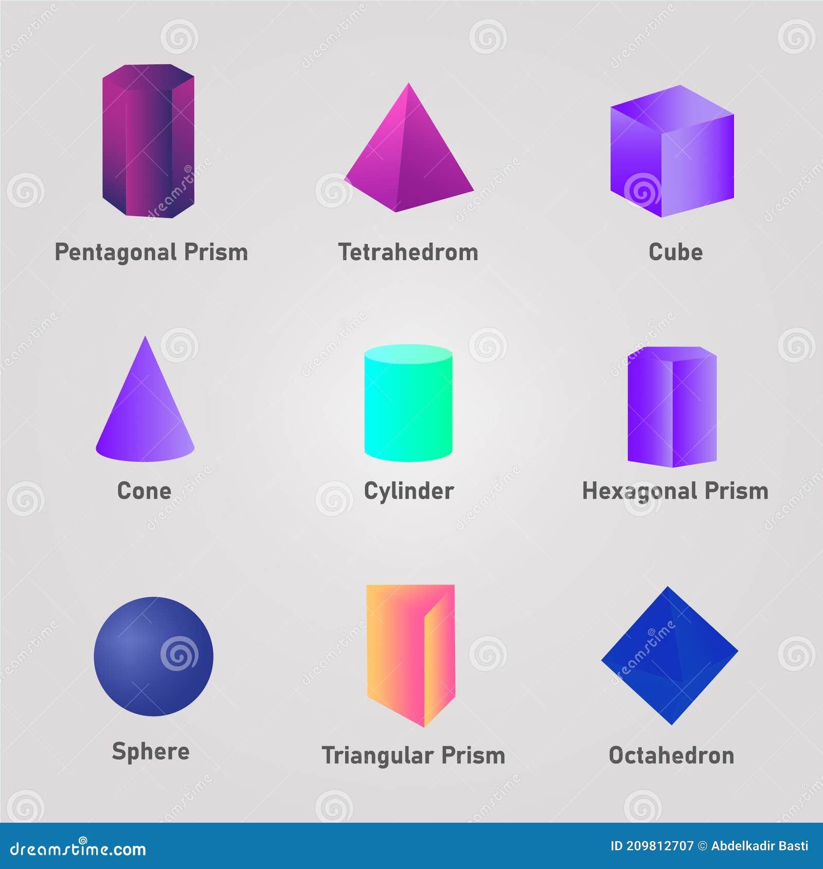 Colorful 3d Shapes with Names Stock Vector - Illustration of