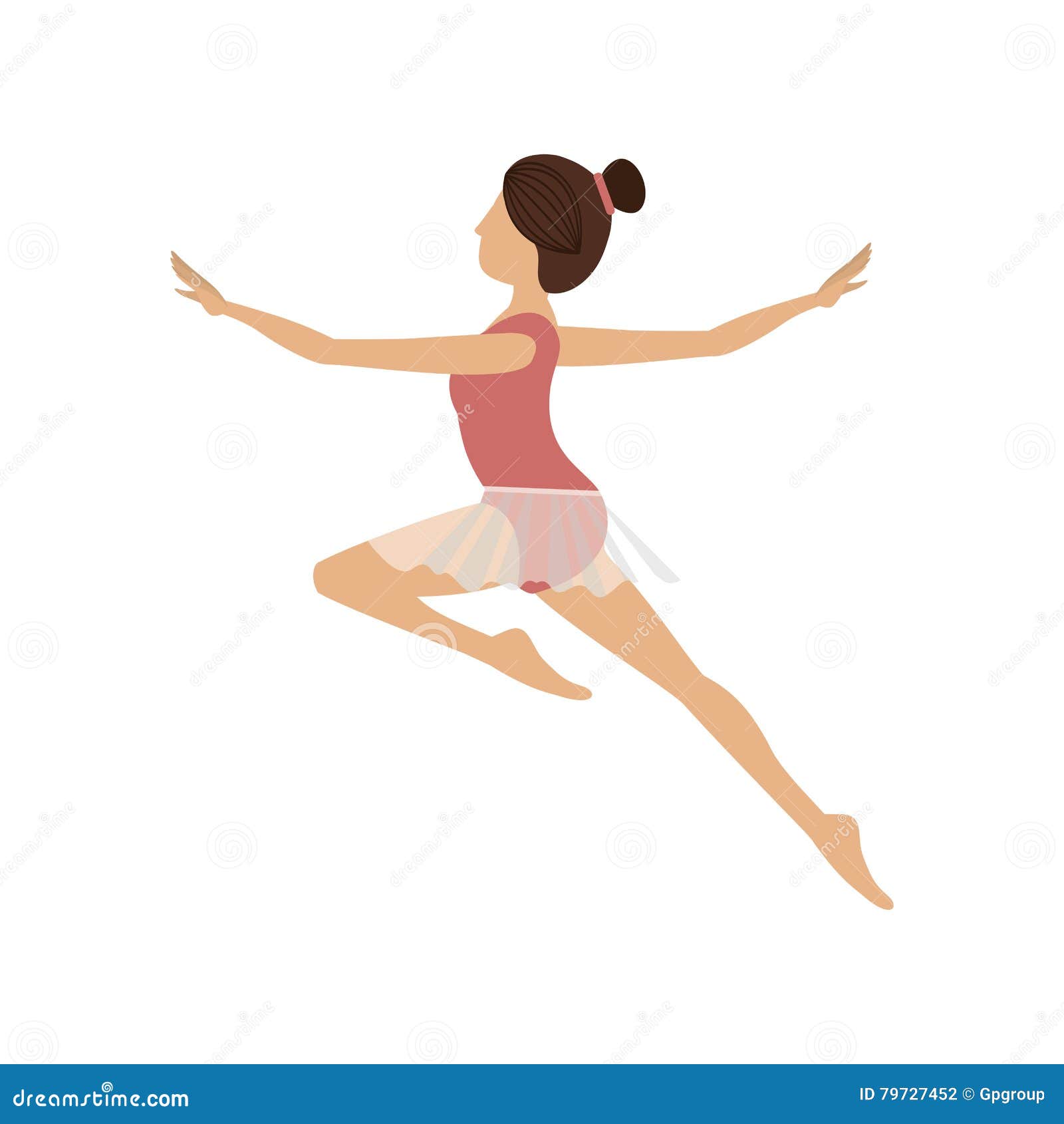 Arabesque Pose, Vector Ballerina In Flat Style. Ballet Dancer Clipart