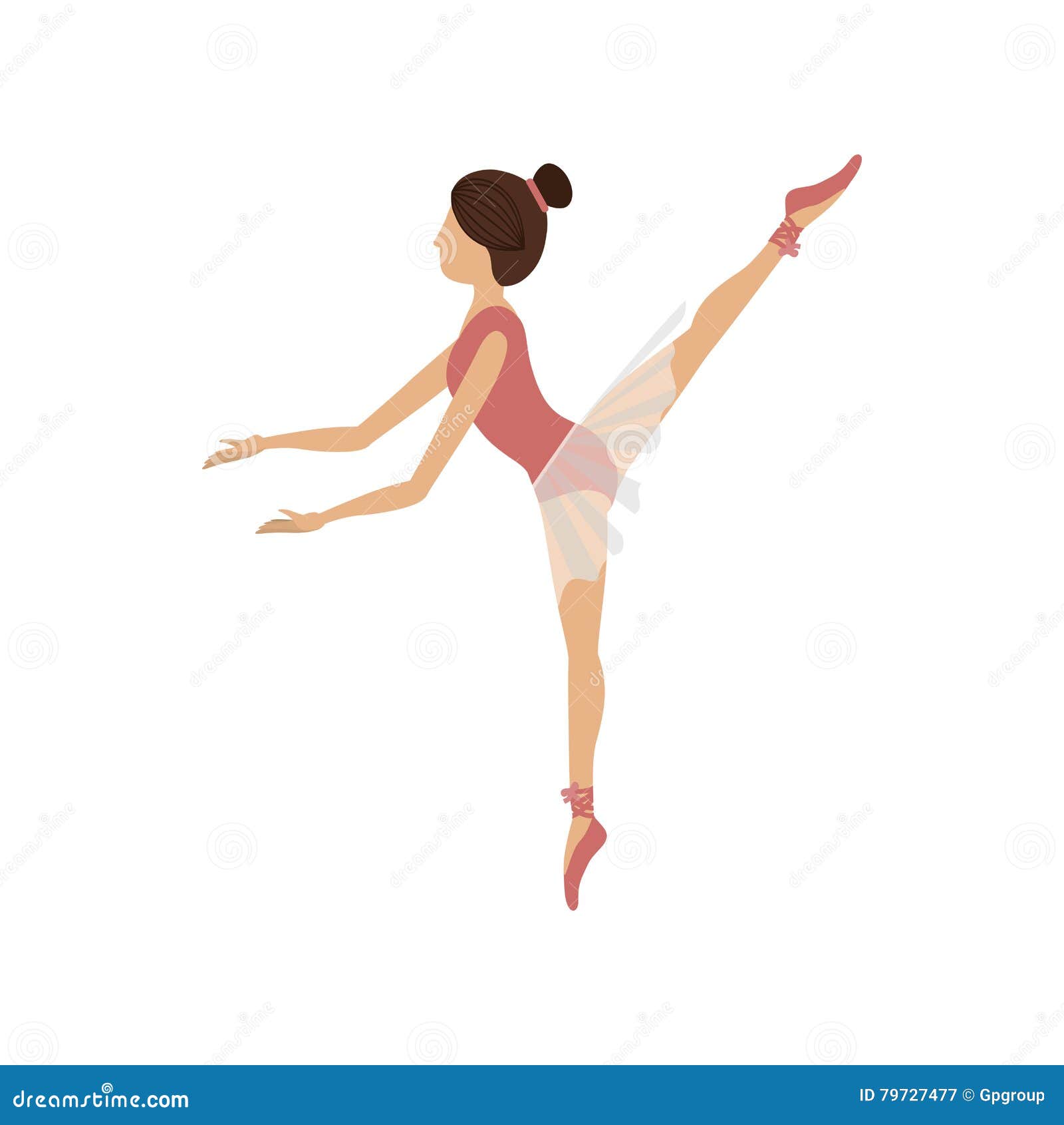 Arabesque Pose, Vector Ballerina In Flat Style. Ballet Dancer Clipart