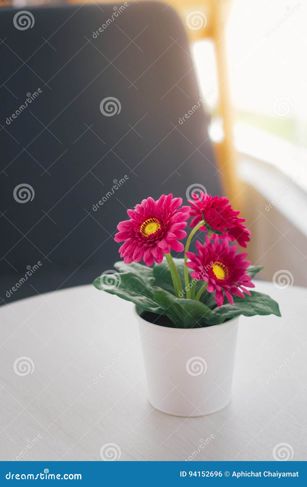 Colorful Decoration Artificial Flower In The Vase At Home Stock