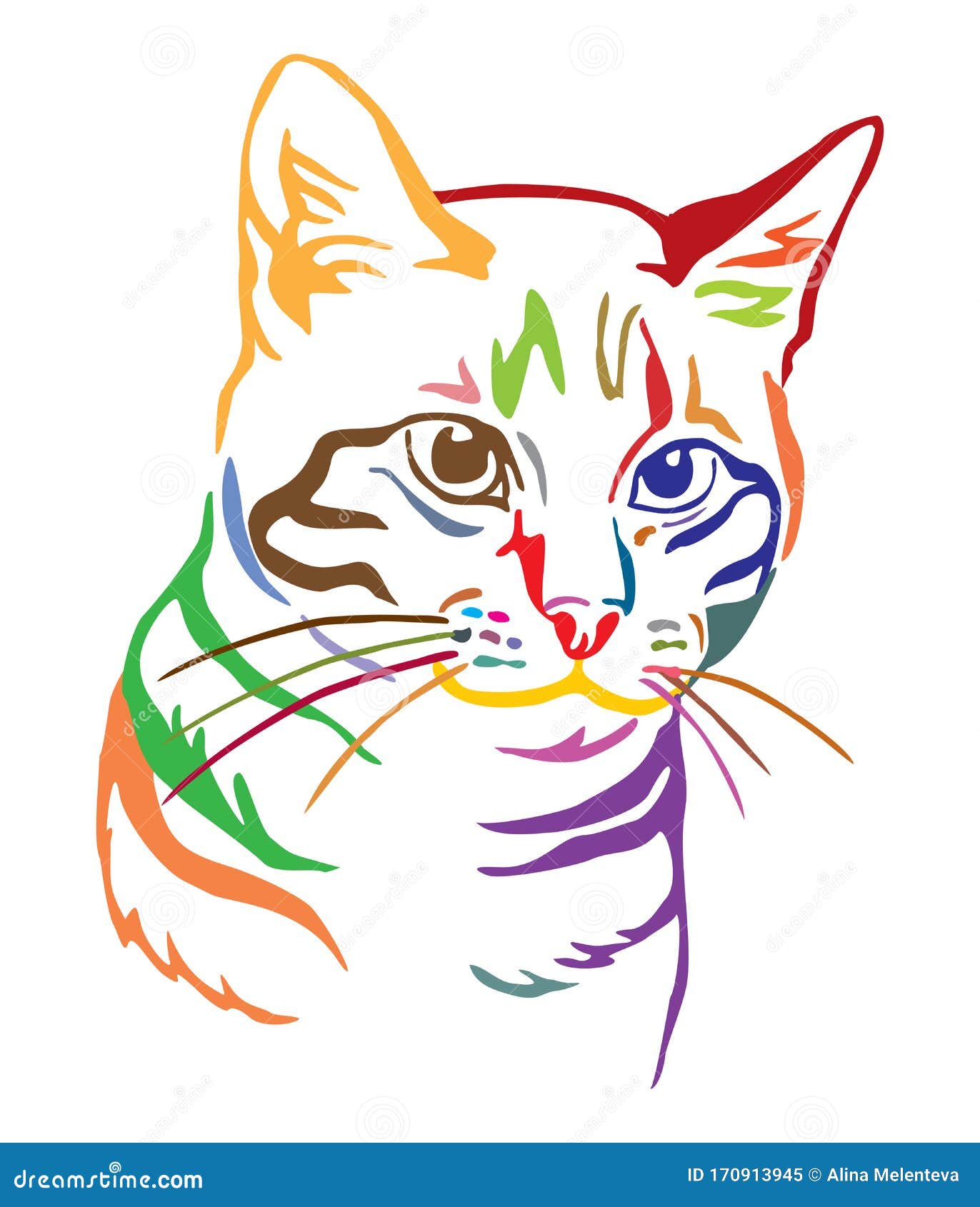 Colorful Decorative Portrait of Cat 7 Stock Vector - Illustration of ...