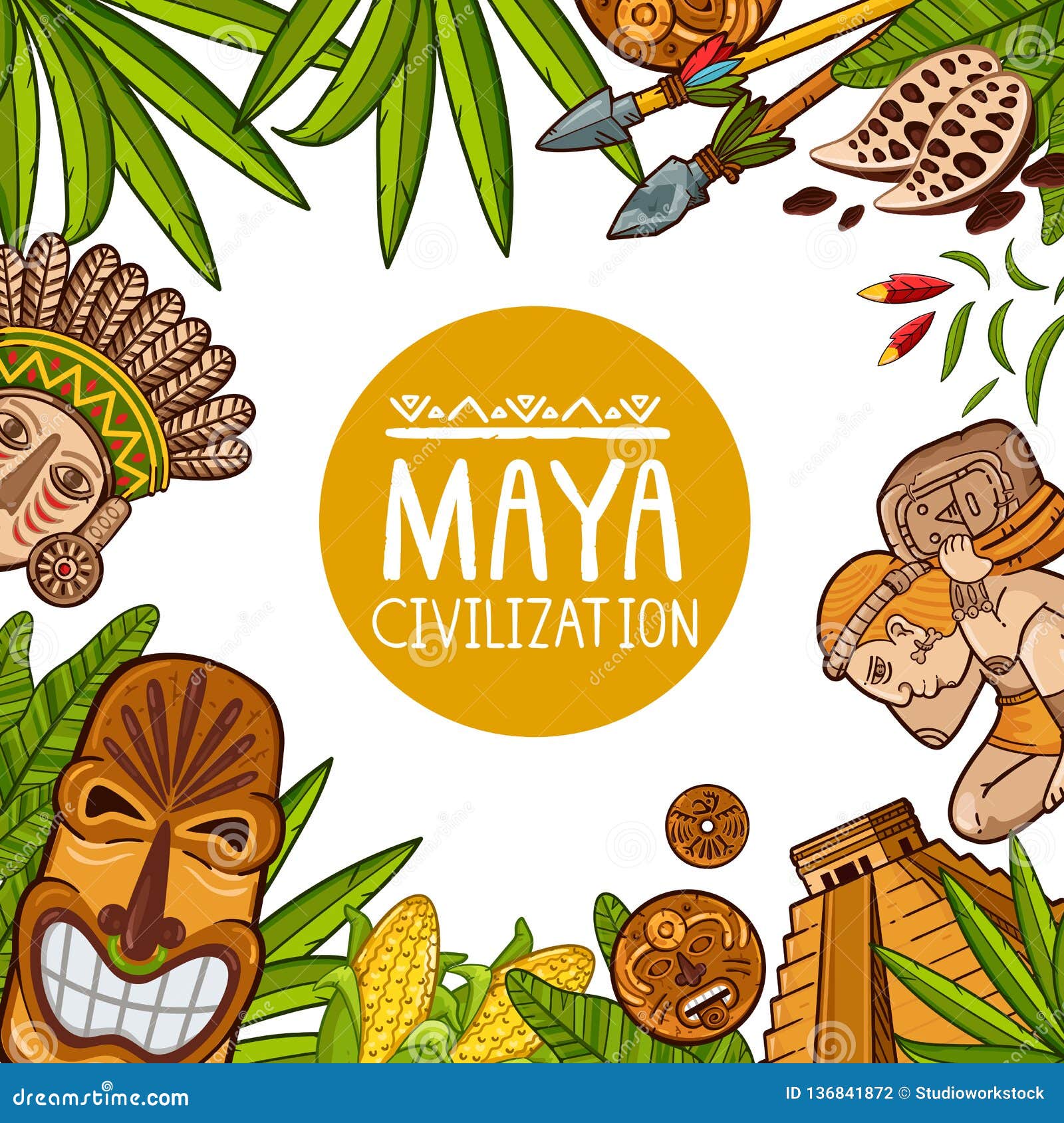 Colorful Design of Poster about Maya Civilization Stock Illustration ...
