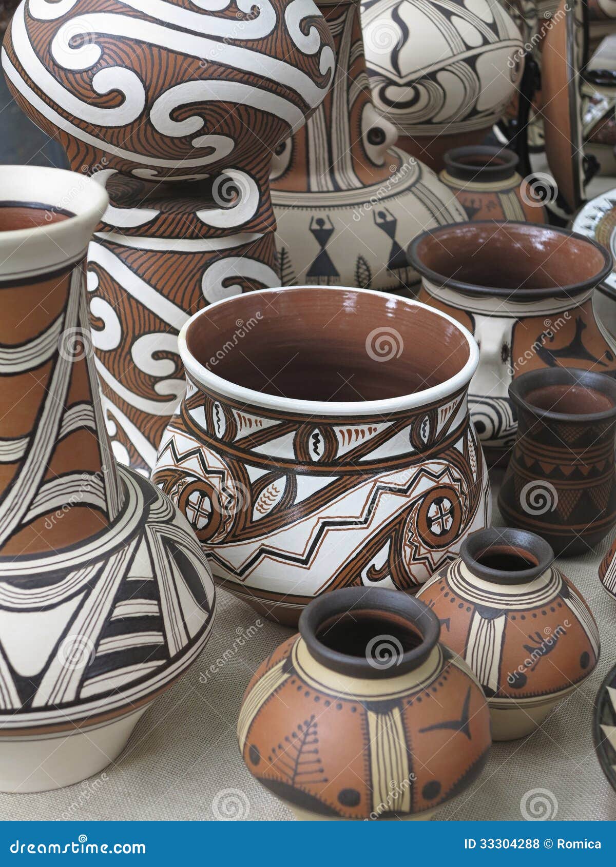 Colorful Designed Clay Pottery Ceramic Vases Stock Photo Image of