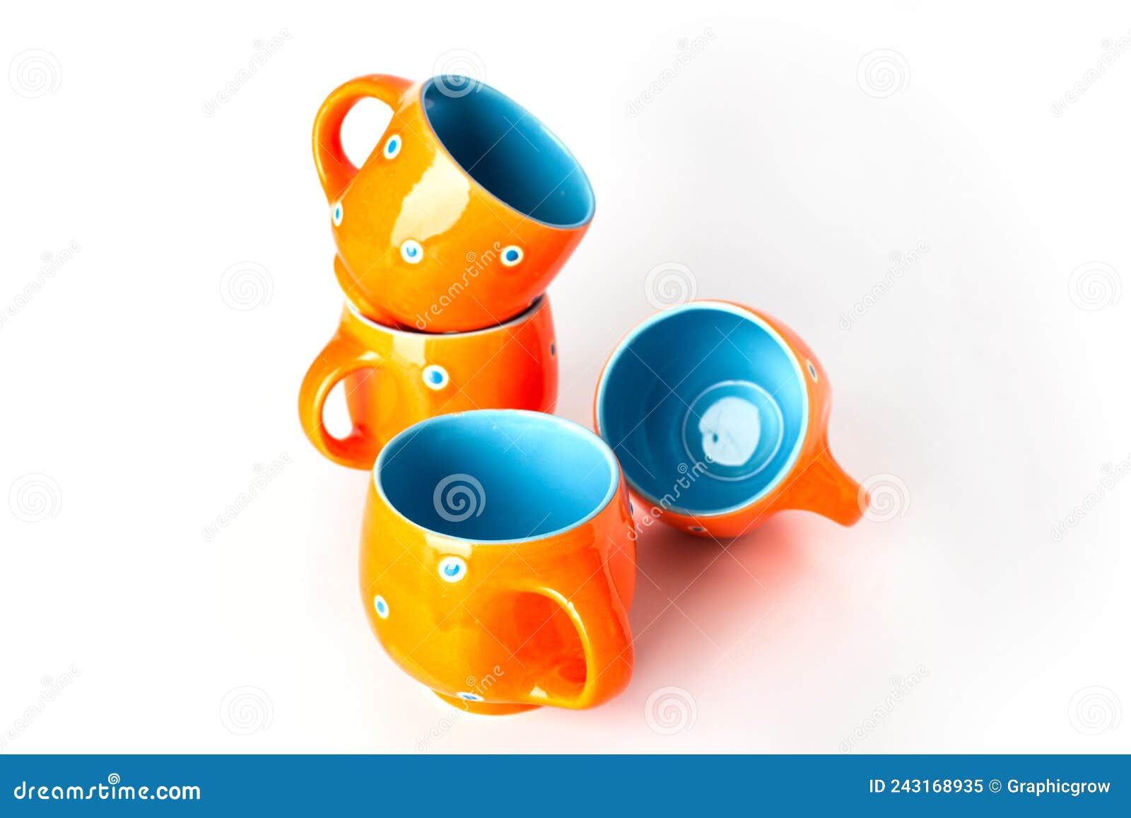 Colorful Designer Ceramic Tea Cup Stock Image Image of orange, four