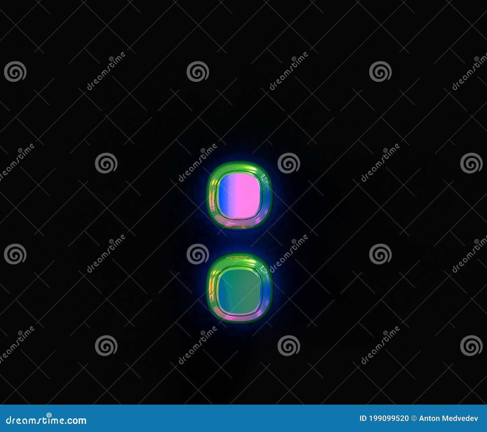 colorful dichroic font - colon  on grey, 3d  of s