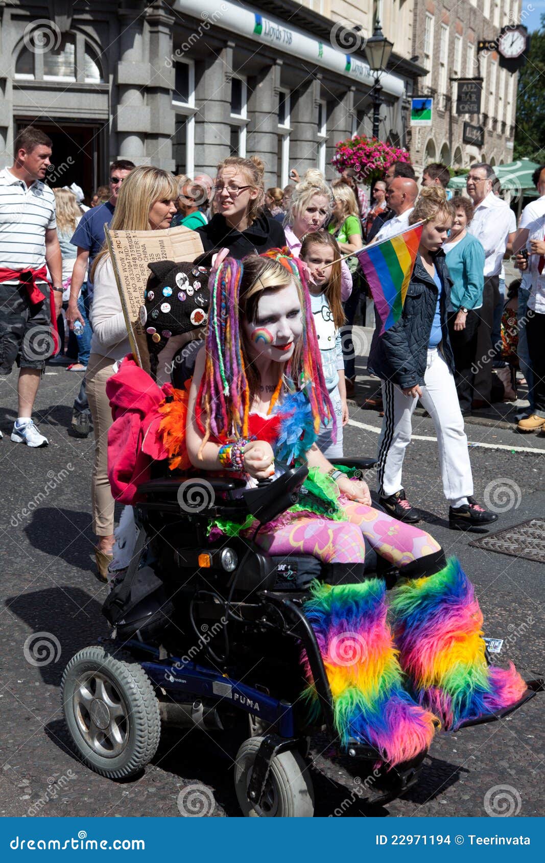 Colorful Disabled Girl In Brighton Gay Pride 2011 Editorial Stock Image