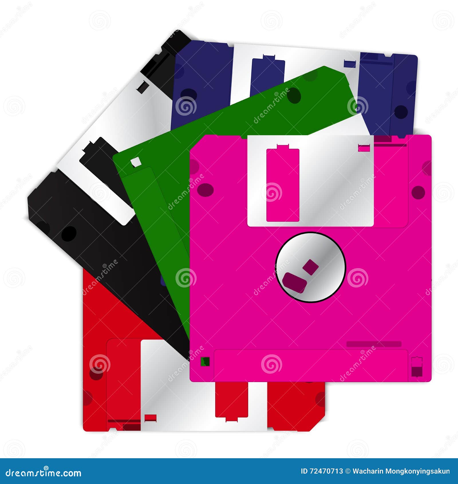 5 Colorful diskette stock vector. Illustration of back - 72470713