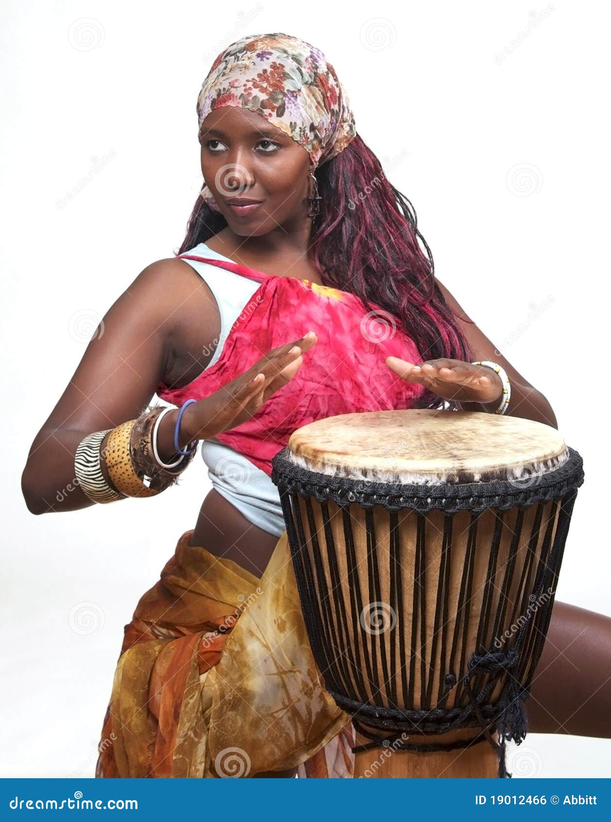 colorful djembe drummer