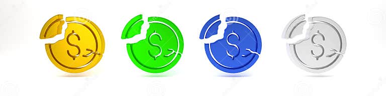 Colorful Dollar Rate Decrease Icon Isolated on White Background. Cost ...