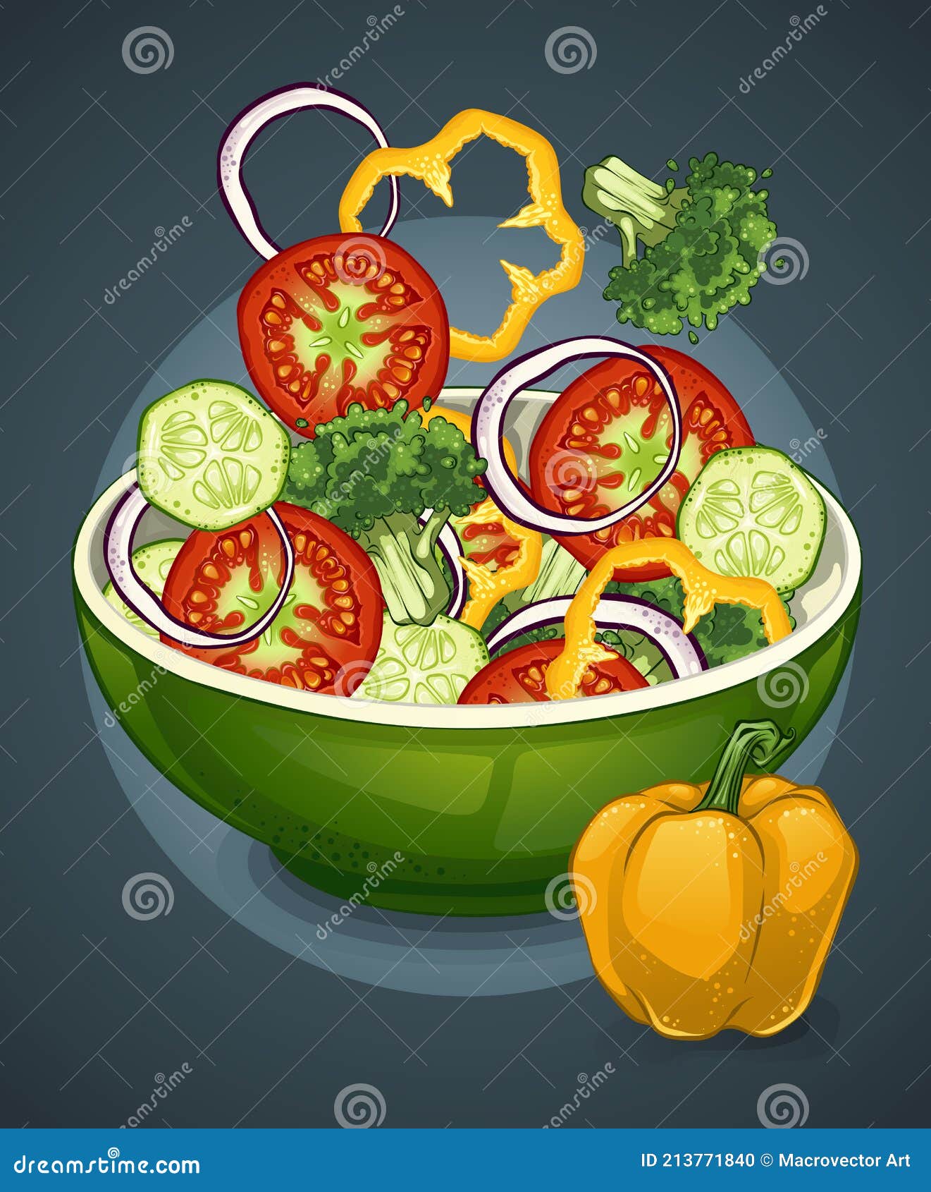 Colorful Drawing Vegetable Salad Stock Vector Illustration of carrot