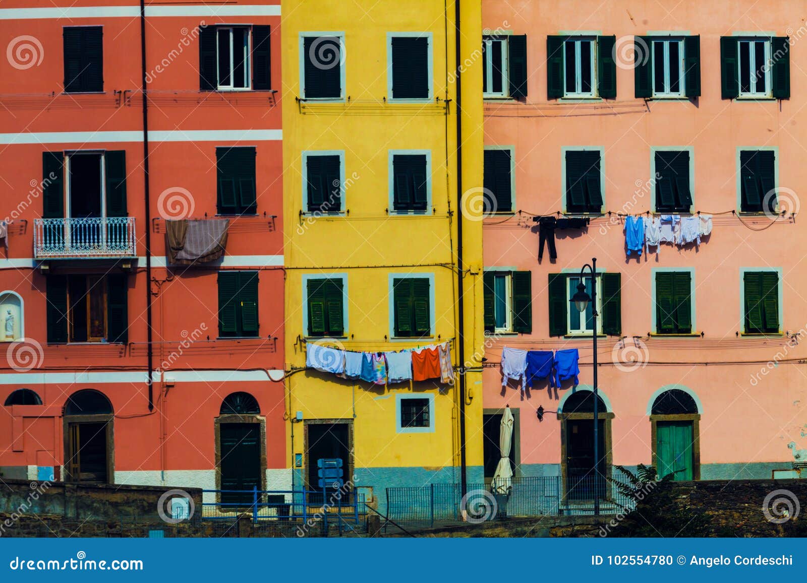 colorful dwellings. full background with colorful italian buildings