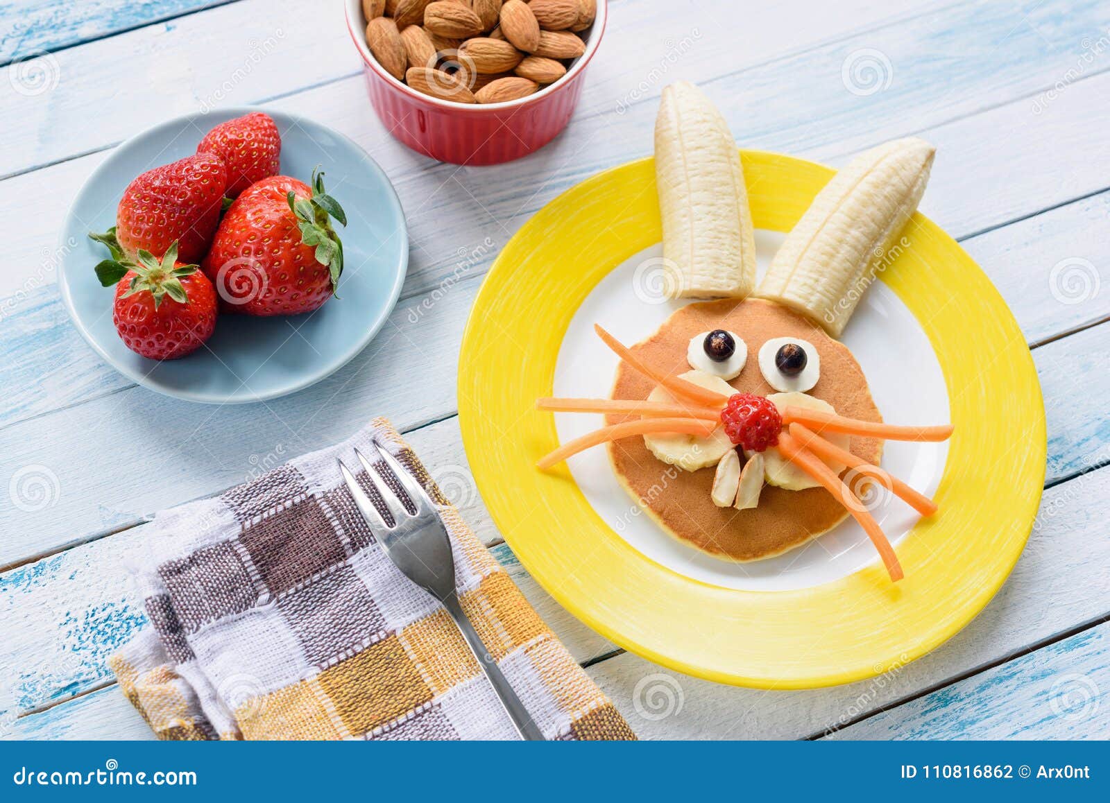 Colorful Easter Breakfast For Kids. Easter Bunny Food Art Stock ...