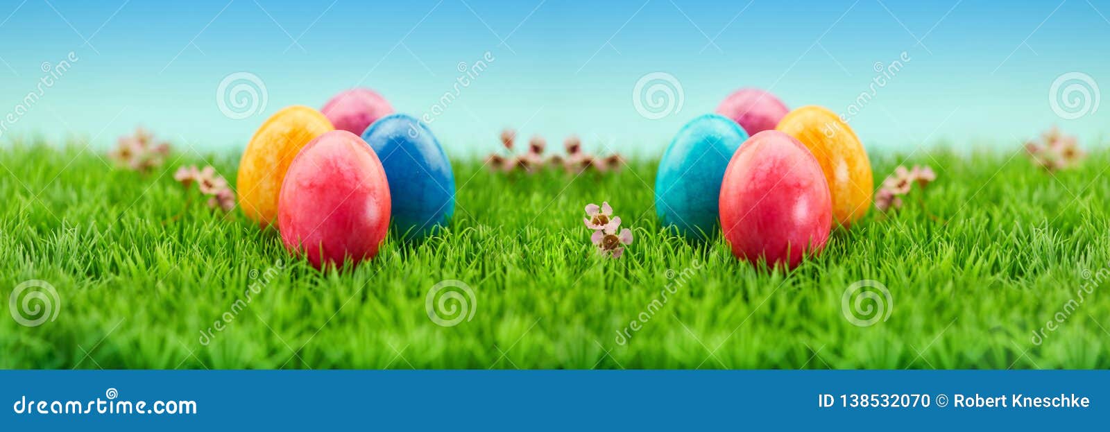 Colorful Easter Eggs As Easter Panorama Header Stock Photo - Image of