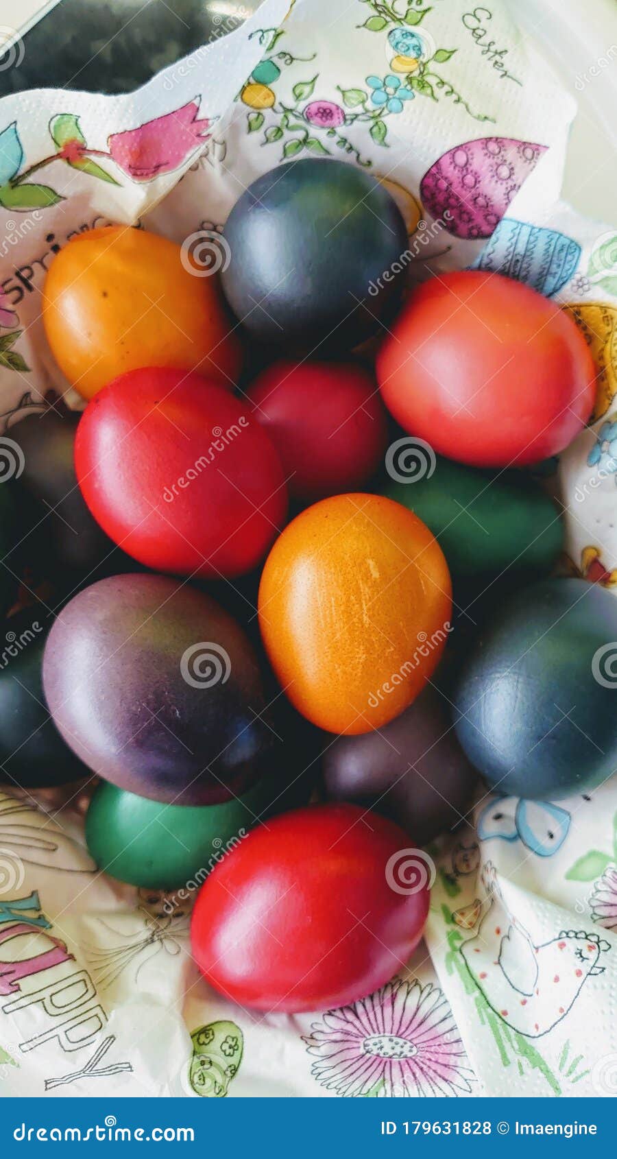 Colorful Easter Eggs Basket Orthodox and Catholic Traditional Customs