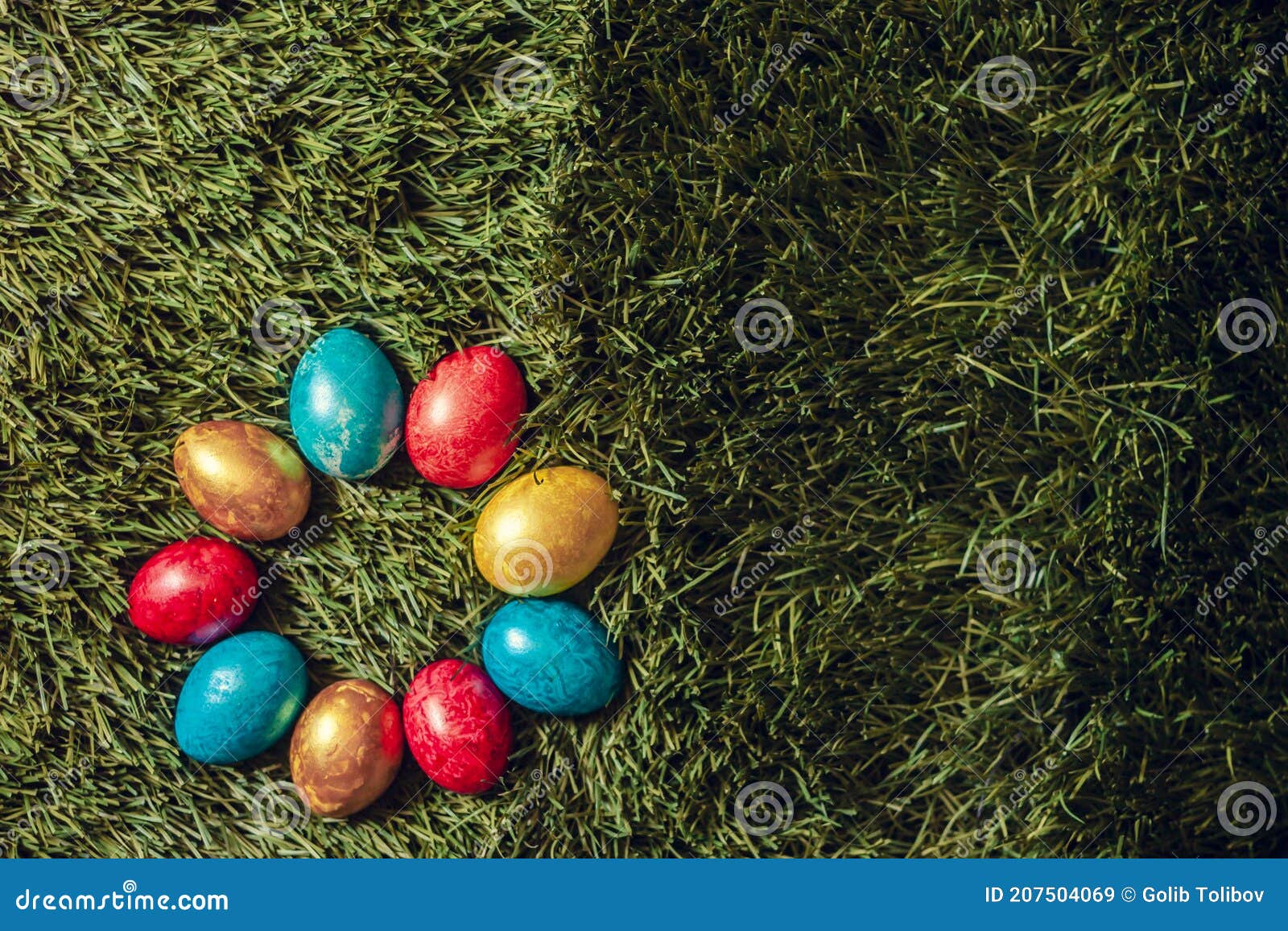Colorful Easter Eggs on the Grass Stock Image Image of grass