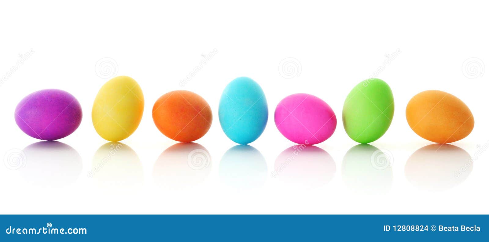 colorful easter eggs in a row