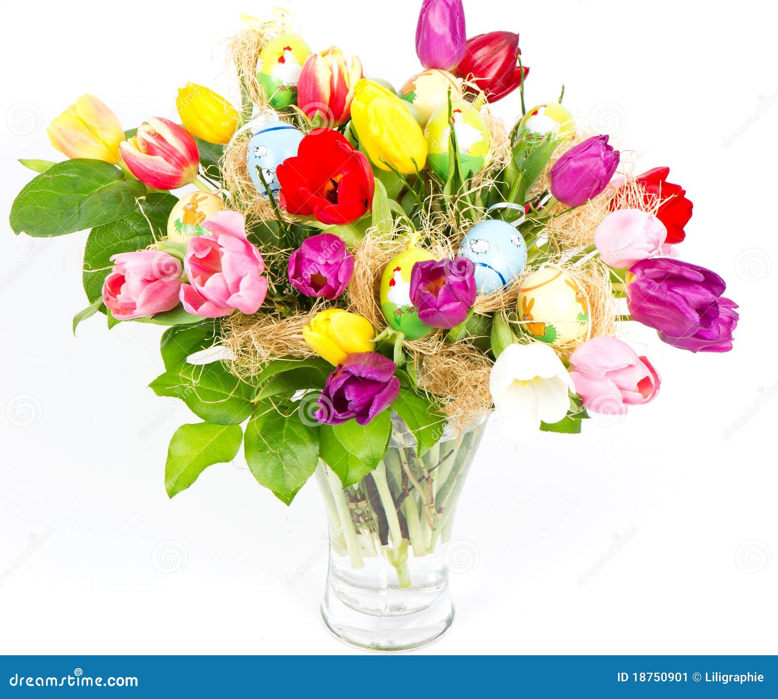 Colorful Easter Tulips Bouquet Stock Image Image of decor, pink 18750901