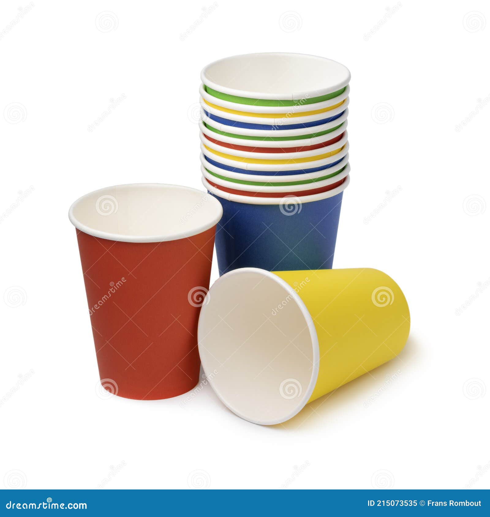 Colorful Empty Paper Cups Isolated on White Background Stock Image