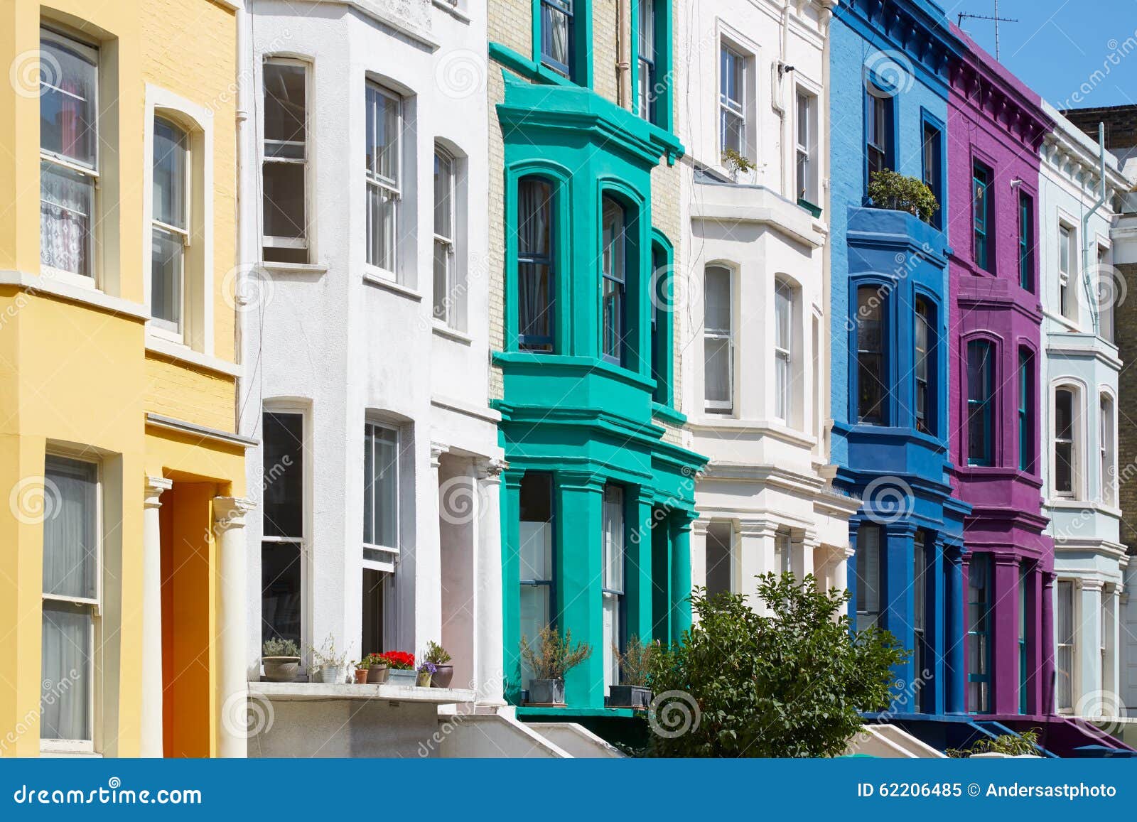 colorful english houses facades in london