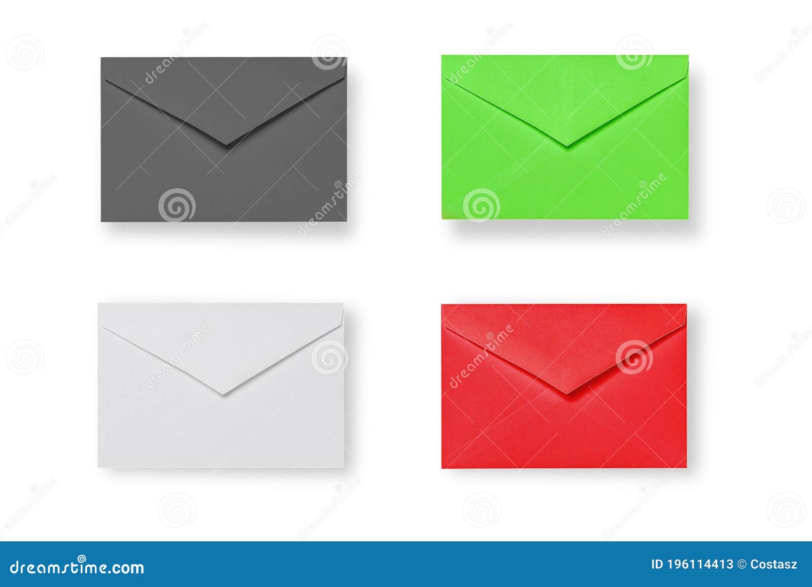 Colorful envelopes stock image. Image of objects, white 196114413