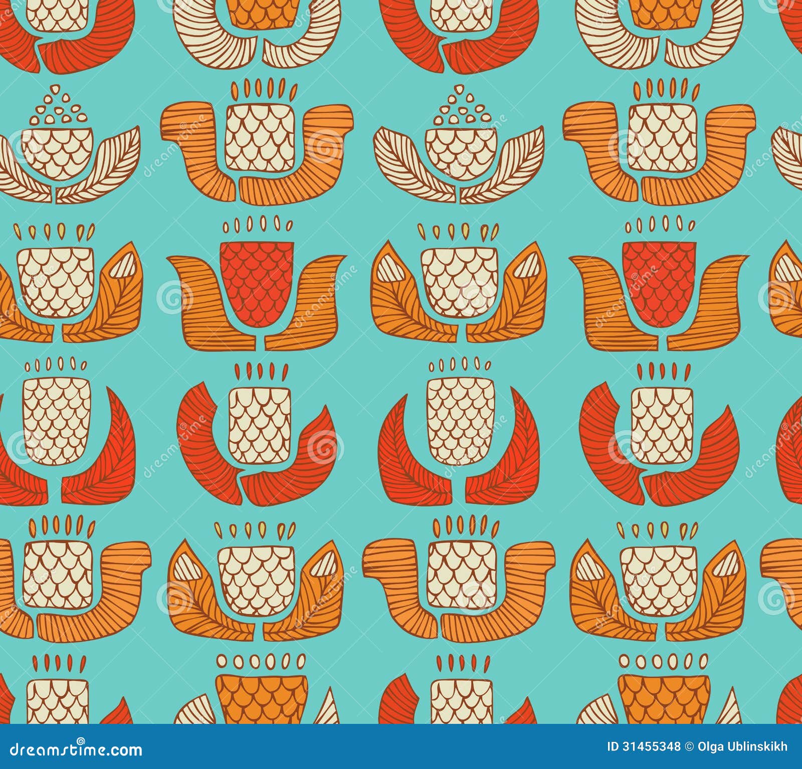 colorful ethnic pattern with different flowers, bu