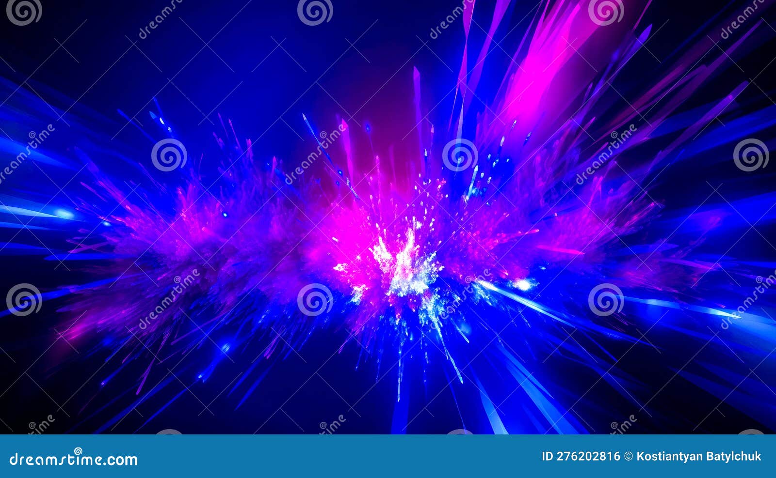 Colorful Explosion of Light and Colors on Black Background with Space