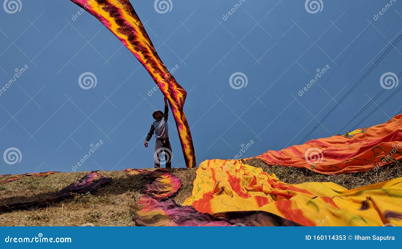 Colorful Fabric Drying after Traditional Dye Process Editorial Stock