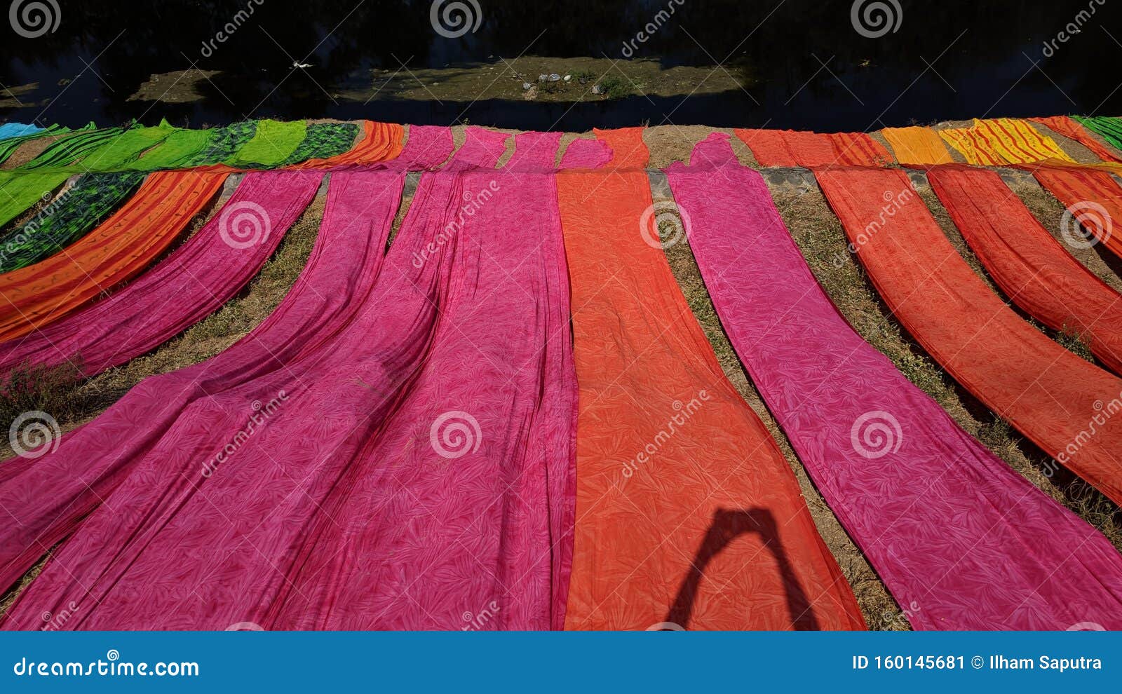 Colorful Fabric Drying after Traditional Dye Process Stock Image Image of texture, spring