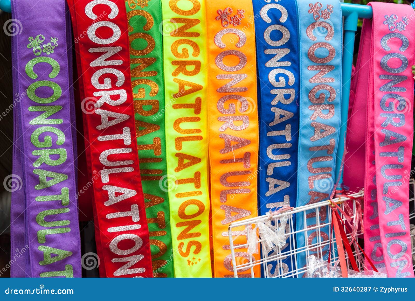 Colorful Fabric with Graduation Text Sash Stock Image Image of