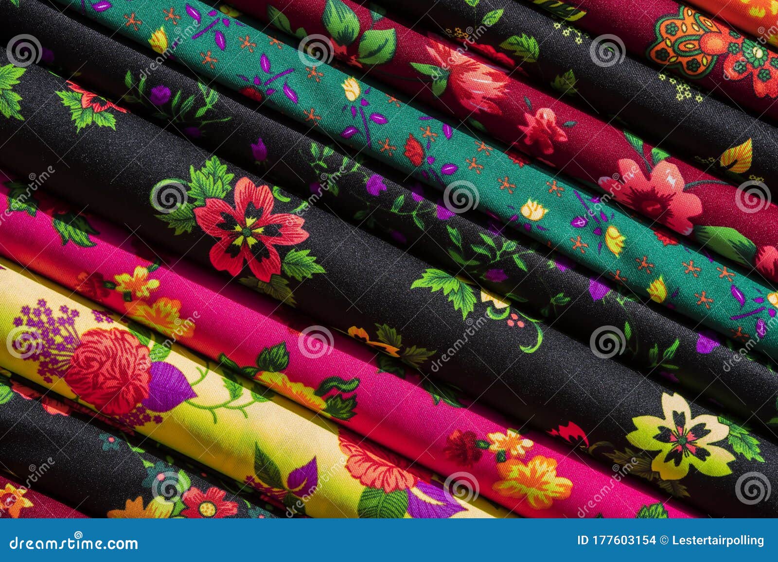 Colorful Fabric Scarves in Stack Stock Photo - Image of striped ...