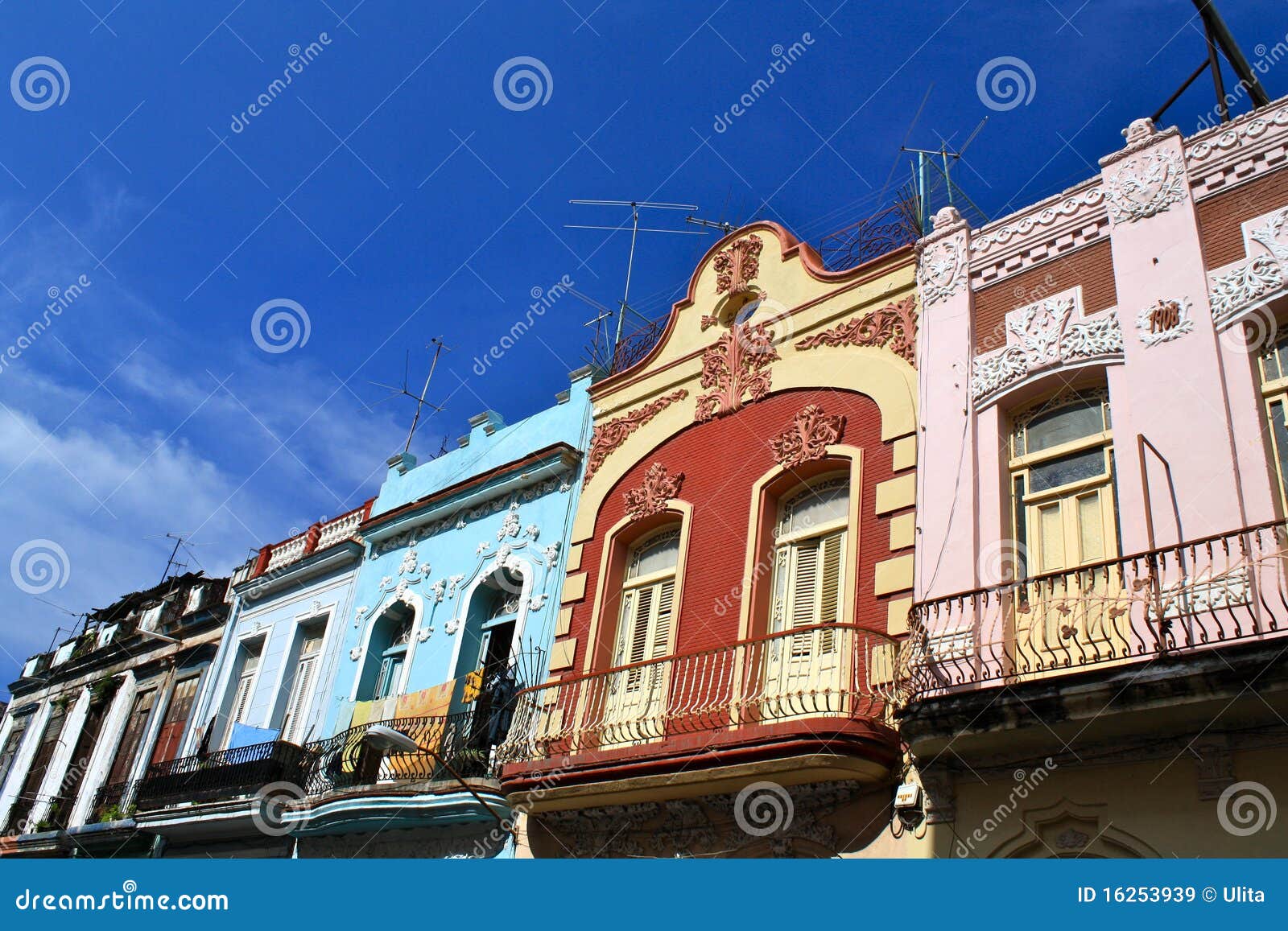 colorful facades of historic houses in havana