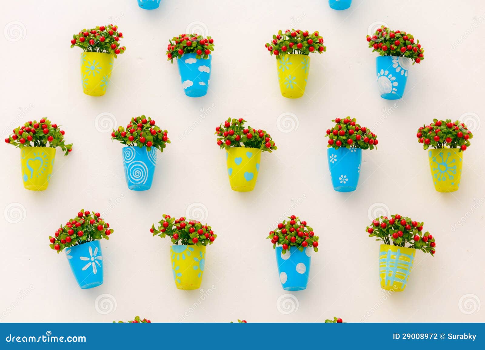 Colorful Fake Flowers on Wall Stock Photo Image of natural