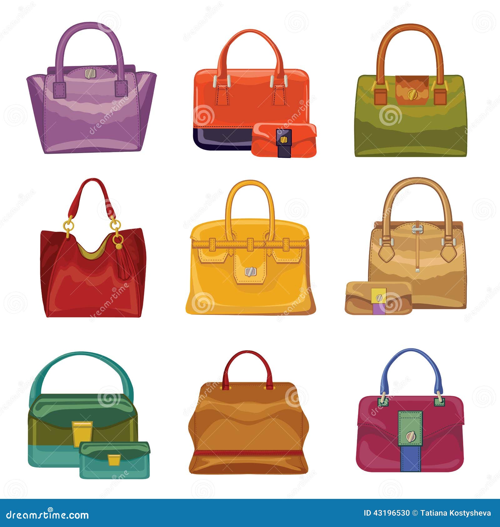 Colorful Fashion Handbags. Autumn Vector Stock Vector - Illustration of ...