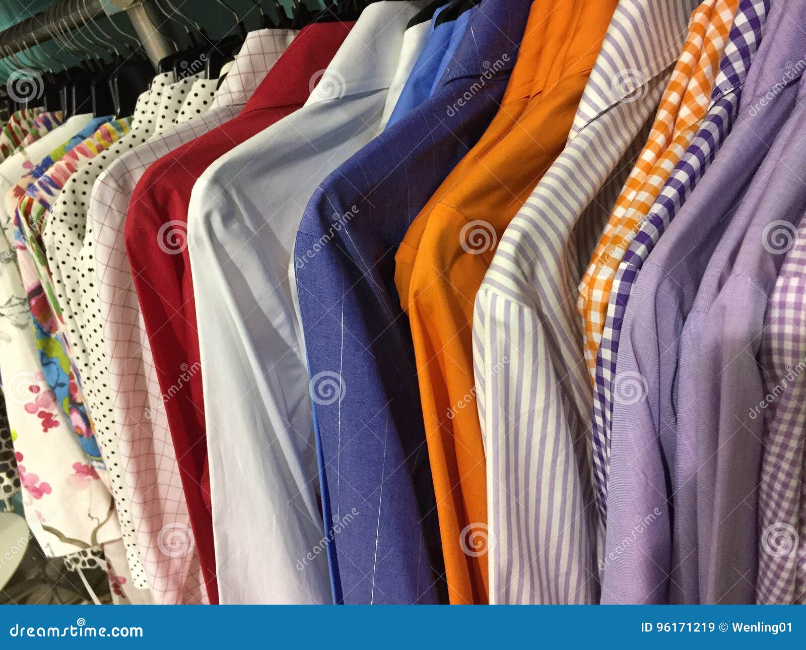 Colorful Female Shirts for Sale at Fashion Couture Stock Image - Image ...
