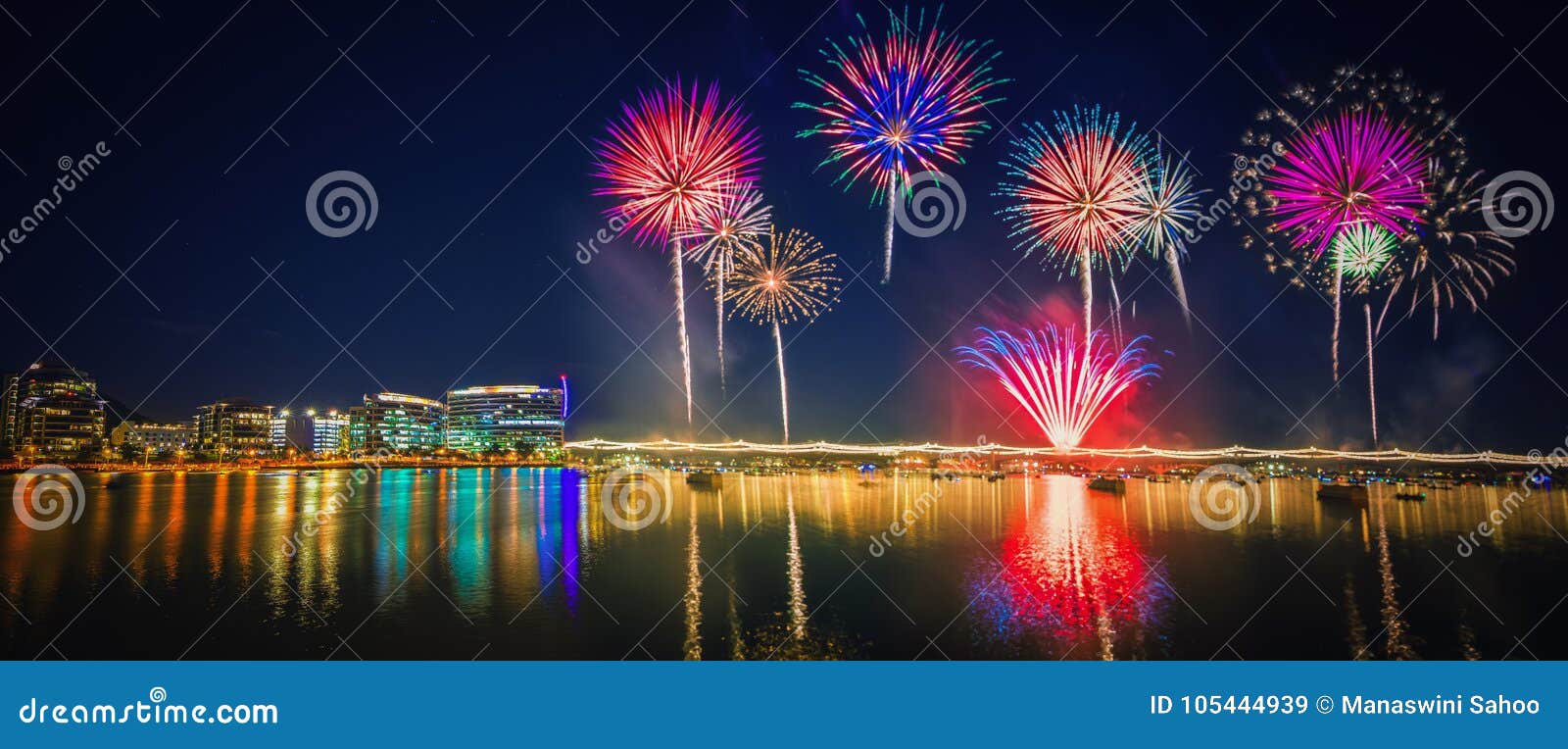 Colorful Firework Over Tempe Lake Stock Image Image of dramatic