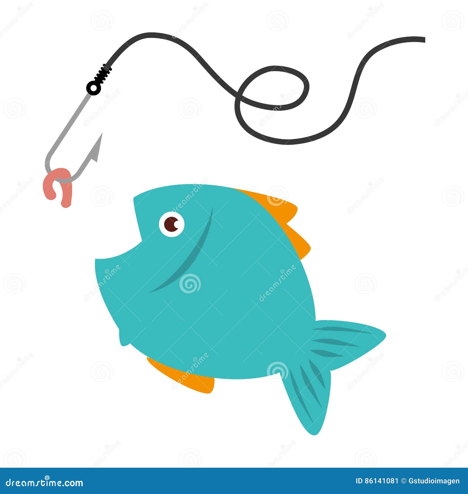 Colorful Fish Animal Marine with Fish Hook Stock Vector - Illustration ...