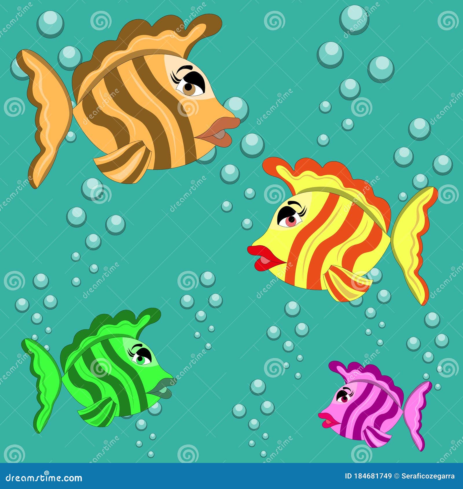 colorful fish of different sizes and colors swimming