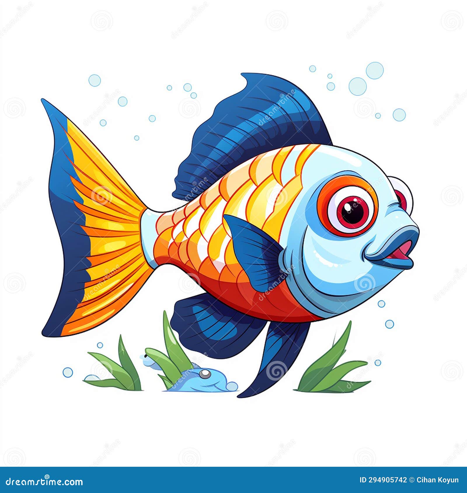 Colorful Fish Drawing Underwater Magic Stock Illustration