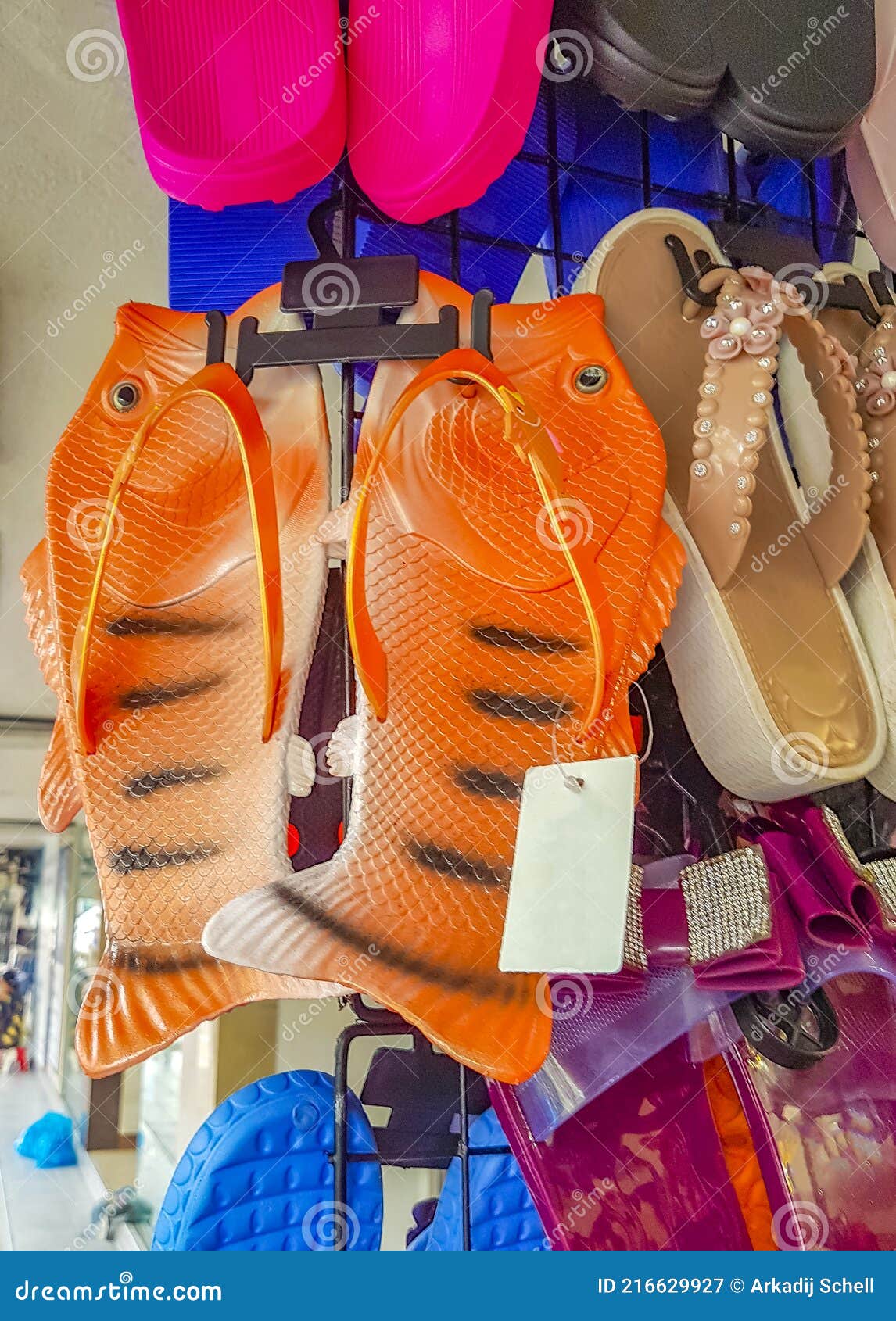 colorful fish shoes flipflops sale bangkok thailand 216629927