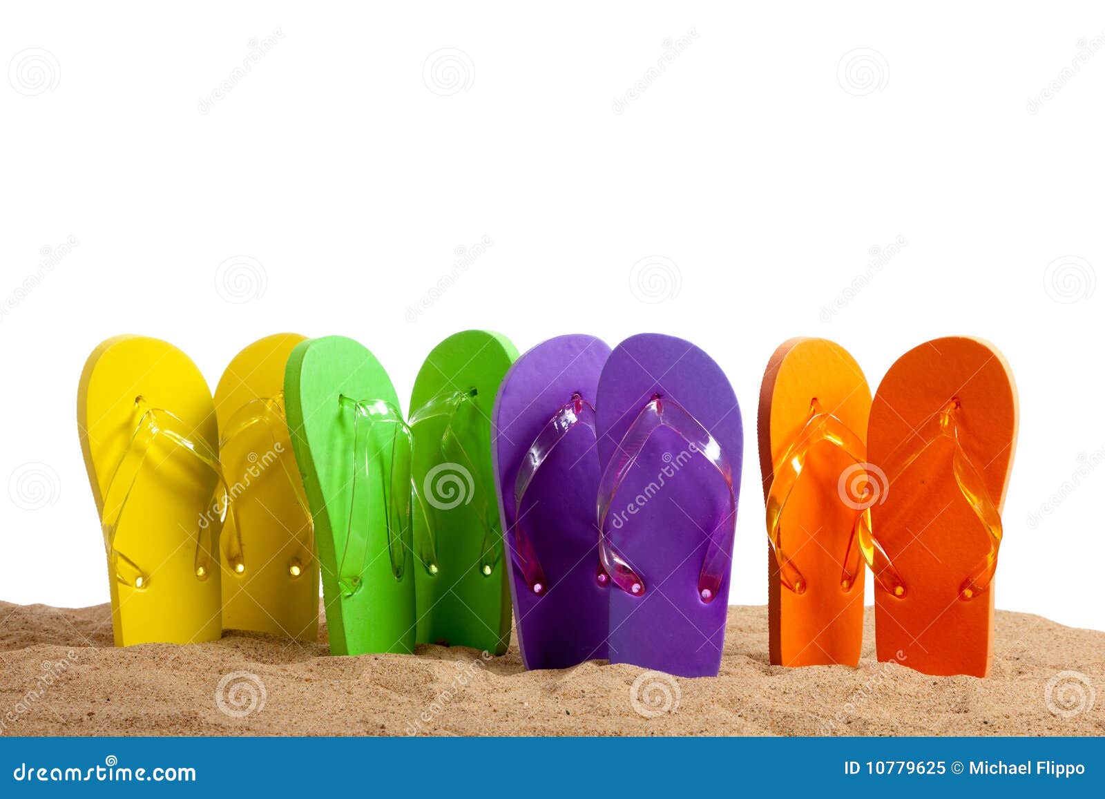 Colorful Flip-Flop Sandles on a Sandy Beach Stock Image - Image of ...