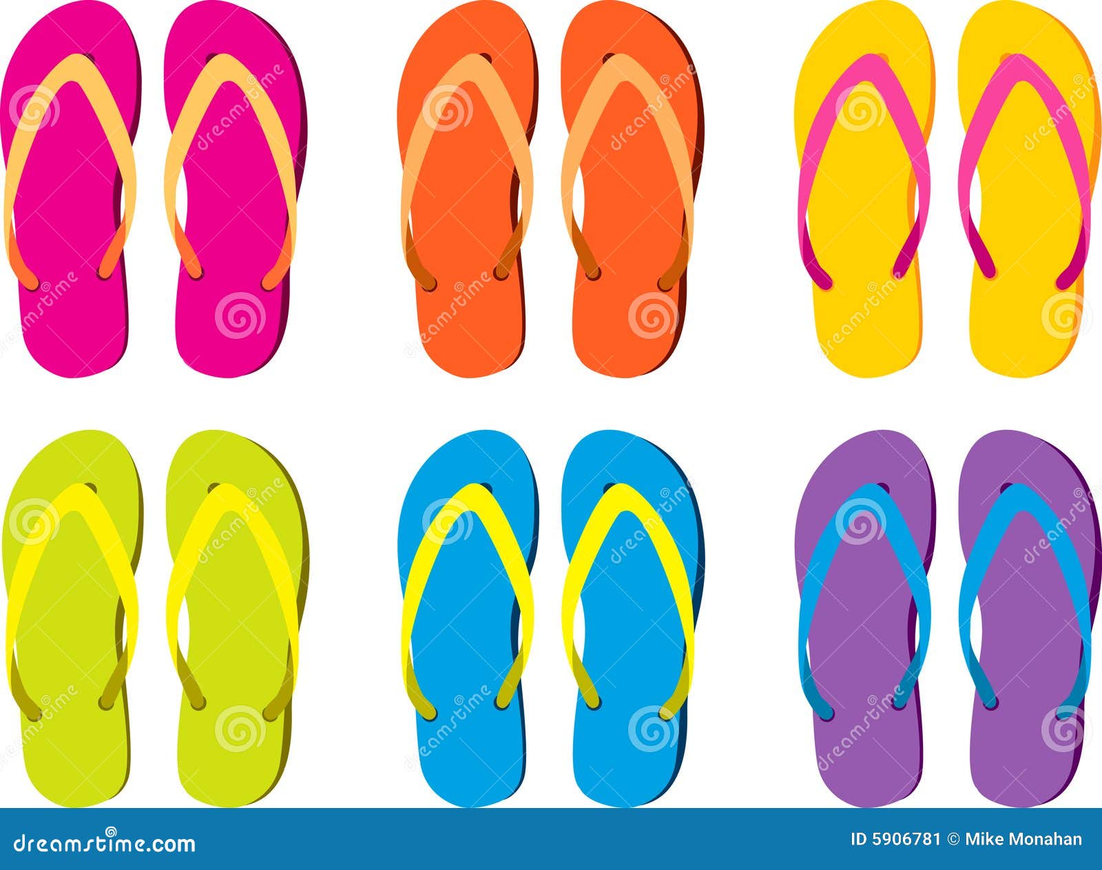 Colorful Flip Flops stock vector. Illustration of illustrated - 5906781