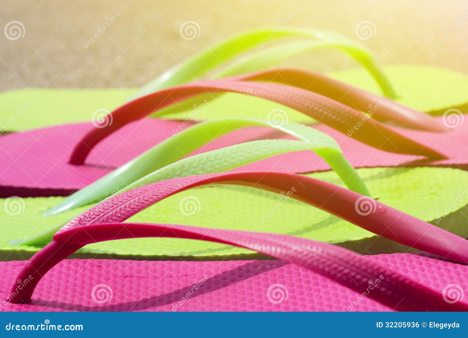 Colorful flip flops stock photo. Image of sand, decorative - 32205936