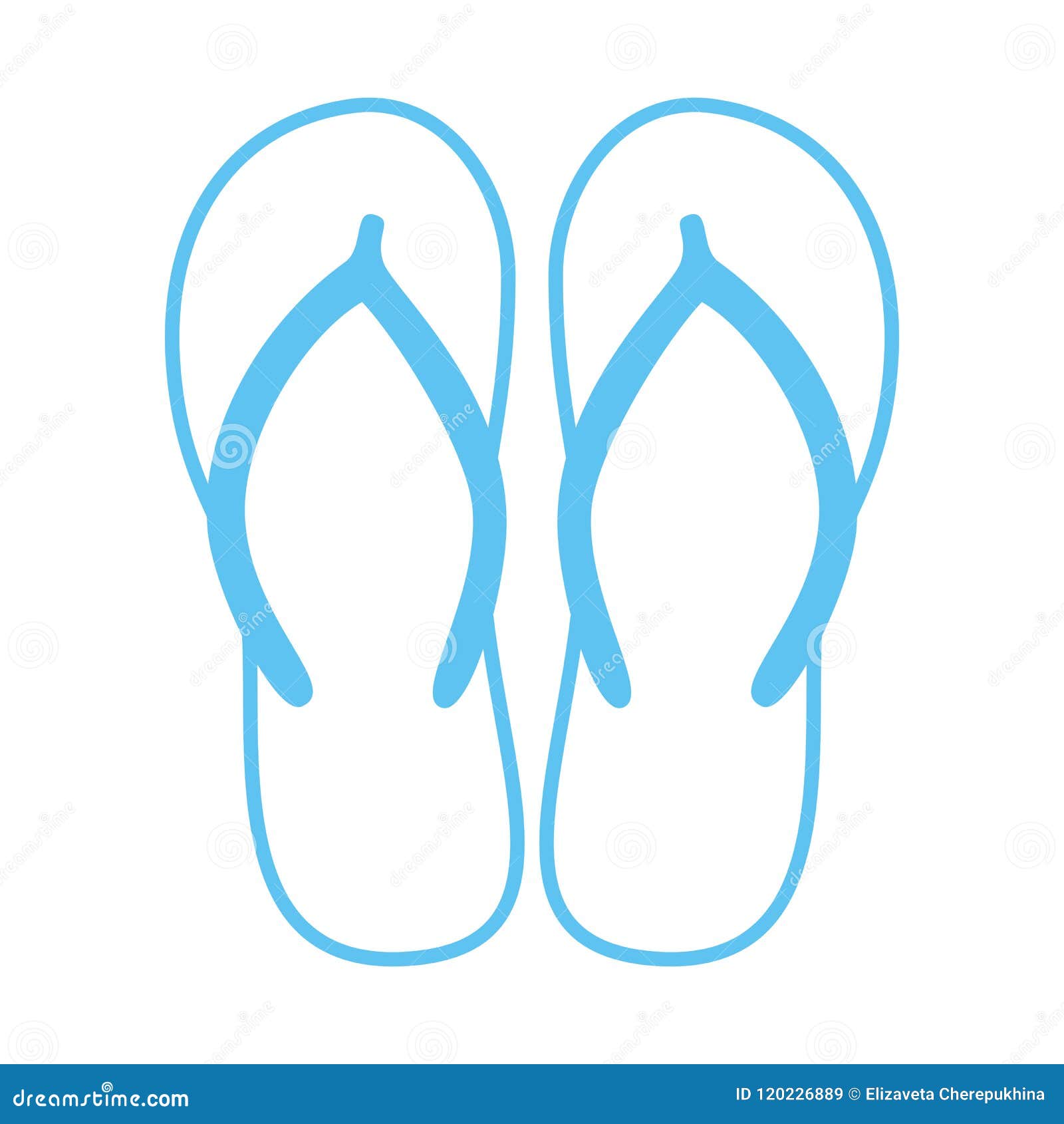 colorful flip flops. beach slippers. sandals.  icon  on white