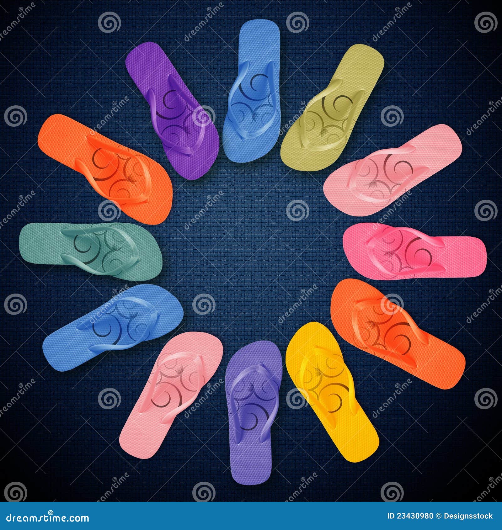 Colorful Flip Flops on Circle Shape Stock Photo - Image of object ...