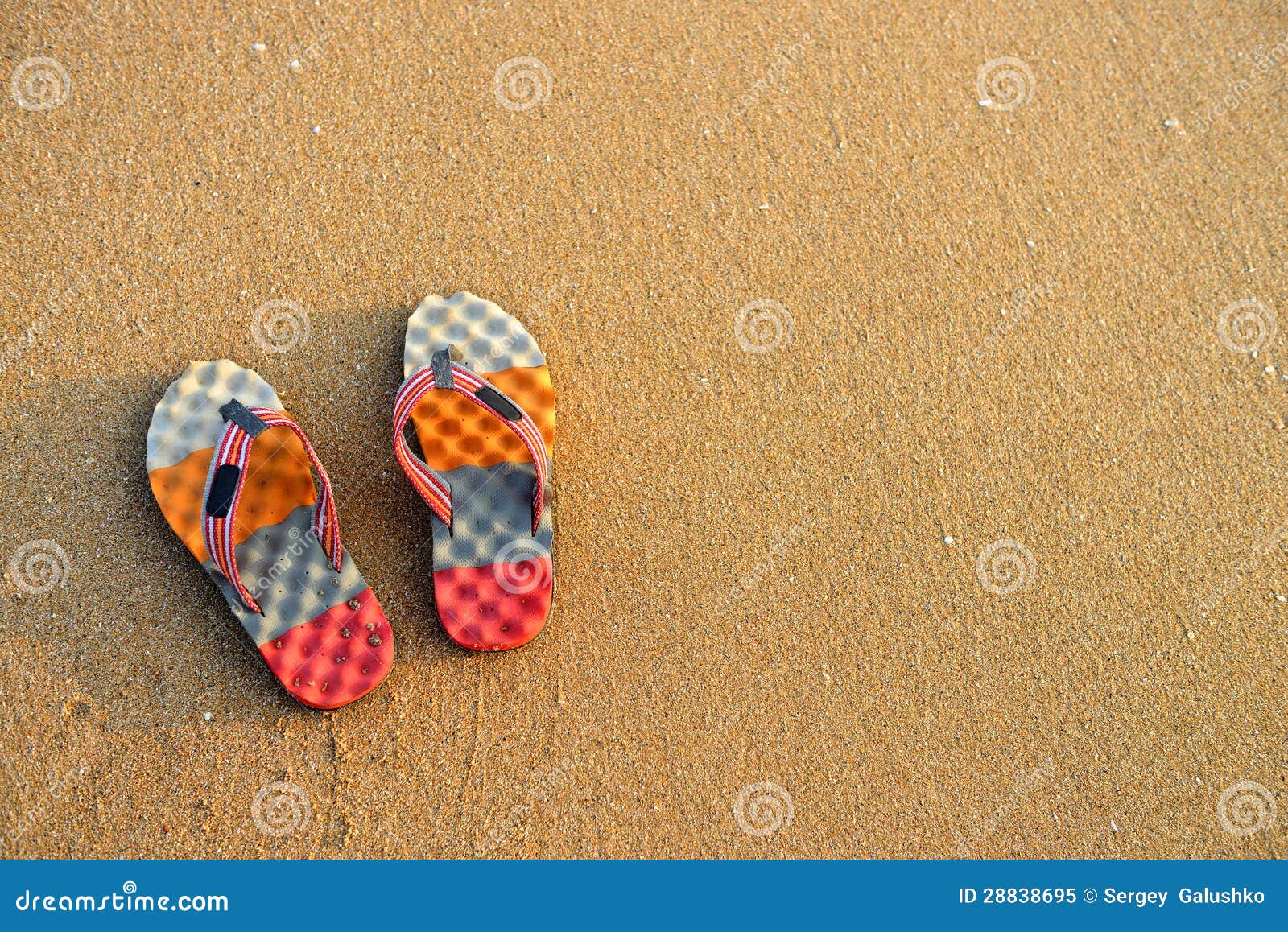 Colorful Flip-flops on the Sand Stock Image - Image of water, travel ...