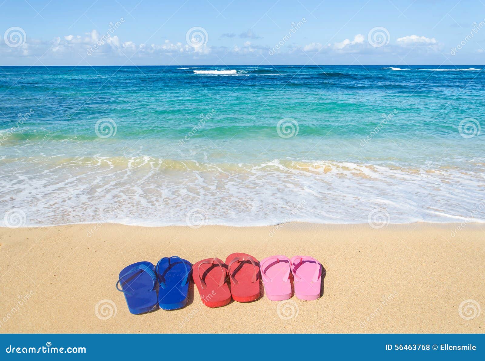 Colorful Flip Flops on the Sandy Beach Stock Photo - Image of pink ...