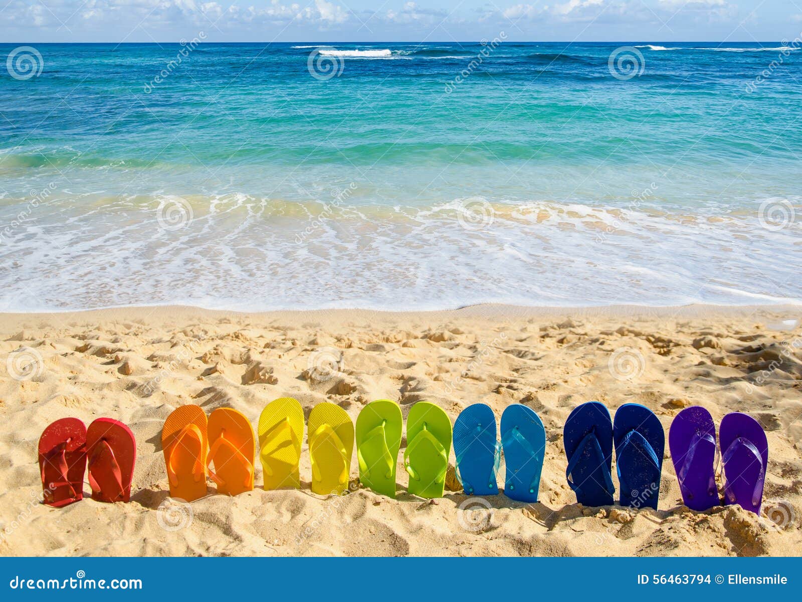 colorful flip flops on the beach