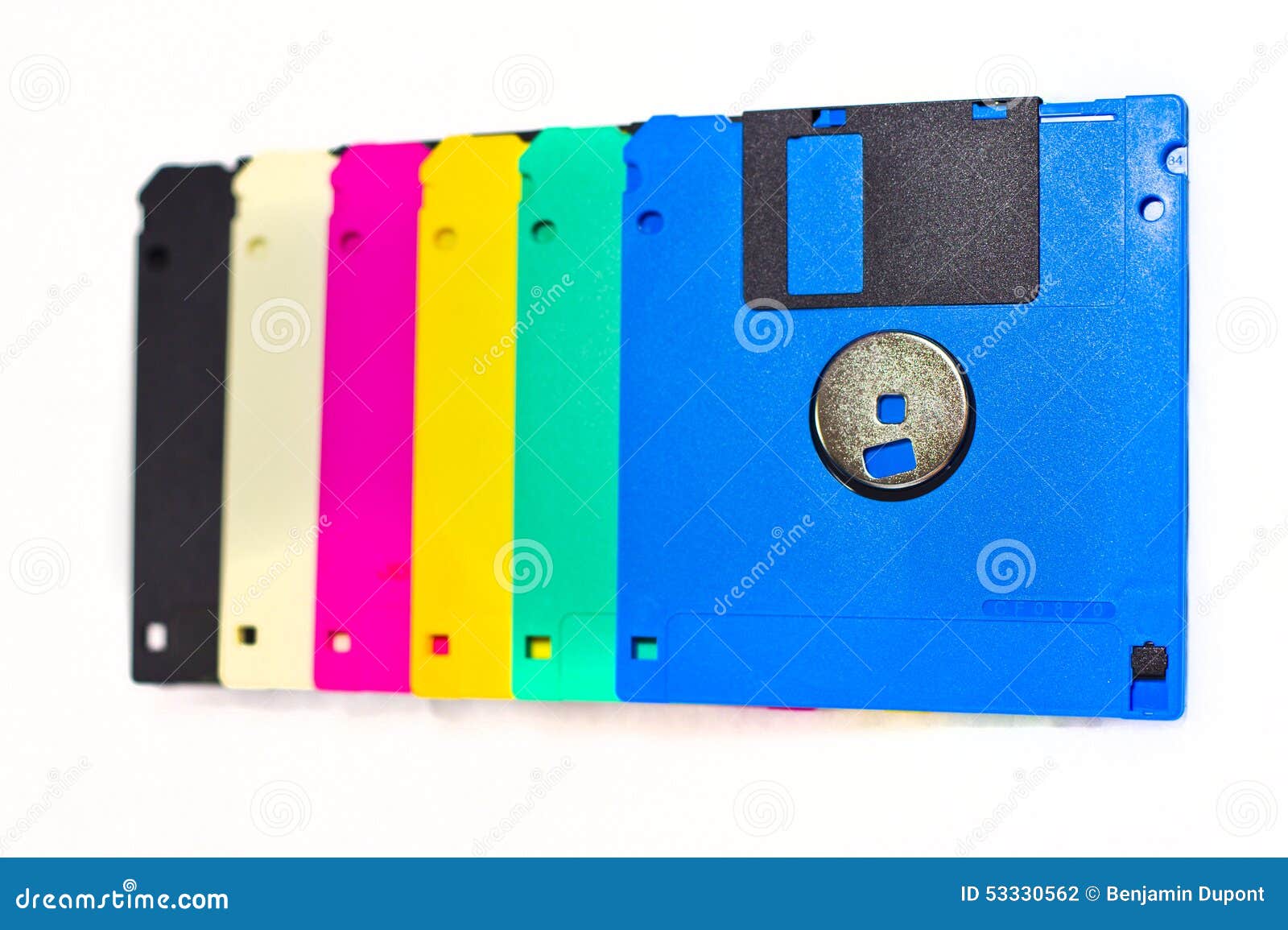 colorful floppy discs data storage