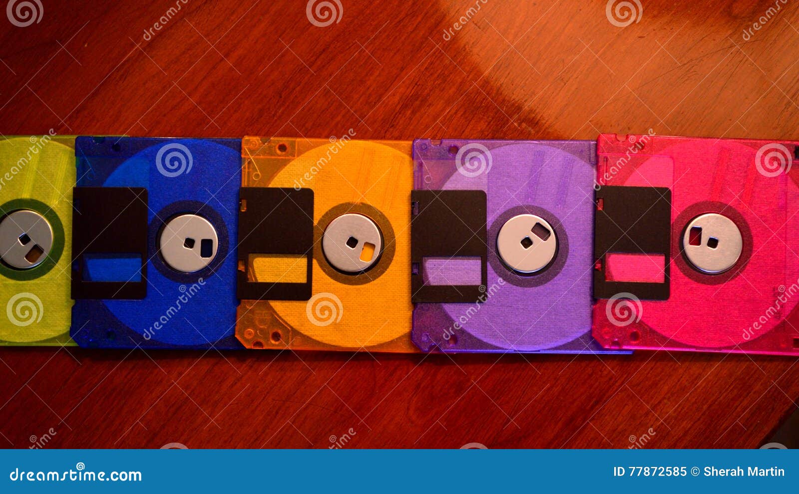 Colorful Floppy Disks in a Line Stock Image Image of accessories