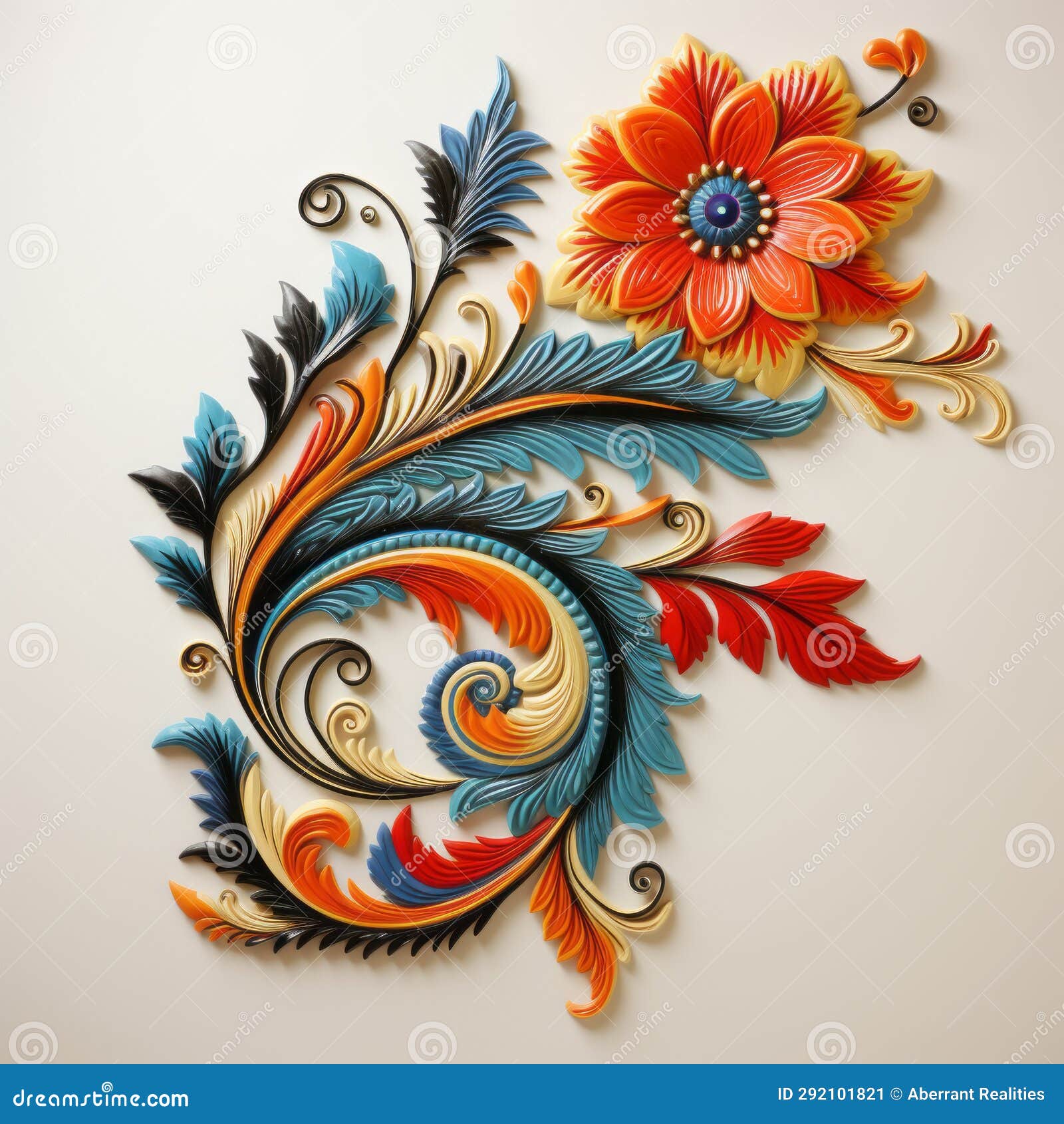 Colorful Floral Design on a White Background Stock Illustration